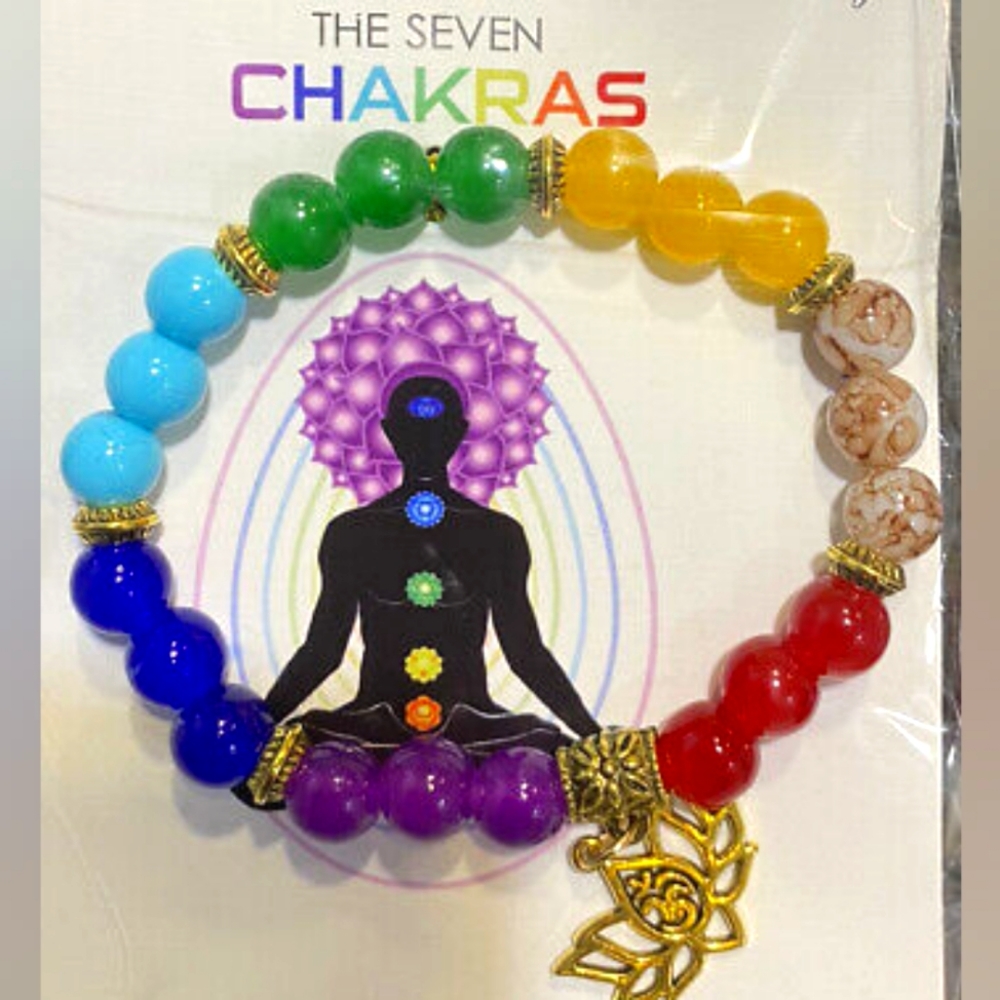 7 Chakra Bracelet, Simulated Gemstone Bracelet for Anxiety, Yoga and Meditation.